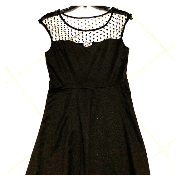 one clothing Dresses & Skirts - Sheer Polka Dot Top Drop Waist Dress
